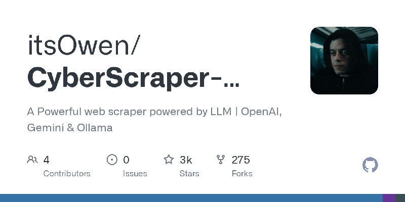 GitHub - itsOwen/CyberScraper-2077: A Powerful web scraper powered by LLM | OpenAI, Gemini & Ollama